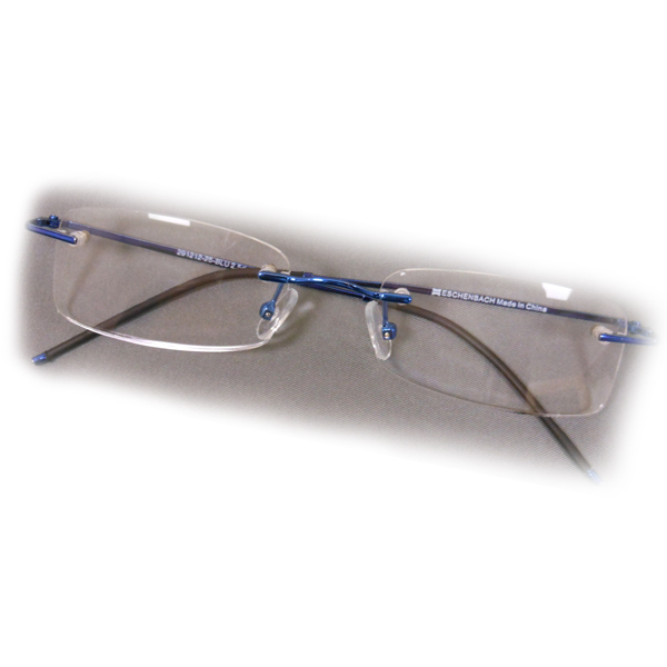 +1.5 Diopter Eschenbach Rimless Reading Glasses - Blue Rectangle - Click Image to Close